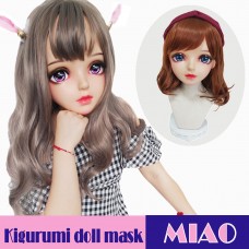 (Miao)Crossdress Sweet Girl Resin Half Head Female  BJD Eyes Cosplay Anime Kigurumi Doll Mask